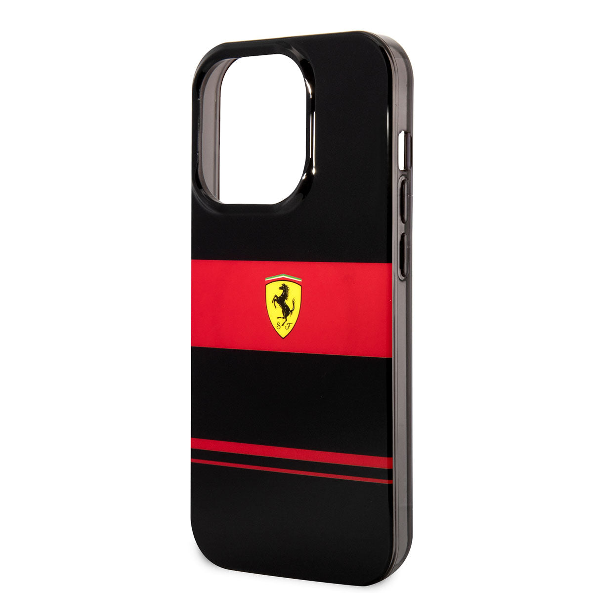 Apple iPhone 14 Pro Kılıf Ferrari Orjinal Lisanslı M-safe Şarj Özellikli Yatay Çizgili Dizayn Kapak Siyah