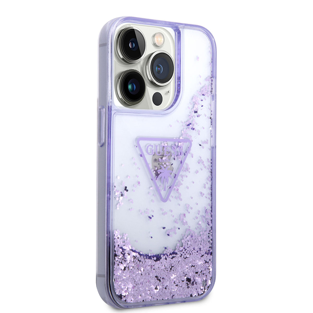 Apple iPhone 14 Pro Kılıf GUESS Transparan Sıvılı Simli Dizayn Kapak