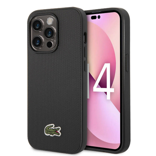 Apple iPhone 14 Pro Kılıf Lacoste Orjinal Lisanslı PU Pike Desenli Arka Yüzey İkonik Timsah Dokuma Logolu Kapak Kırmızı