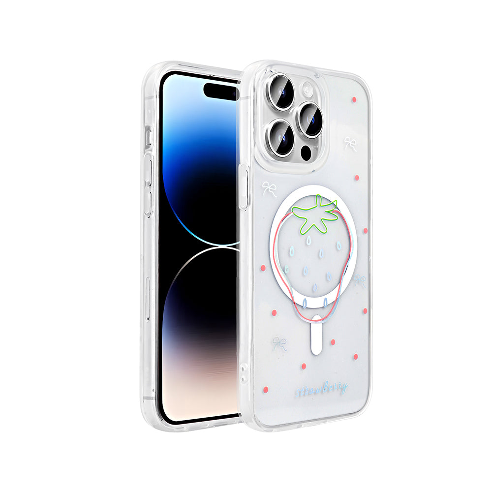 Apple iPhone 14 Pro Kılıf M-Safe Şarj Özellikli Şeffaf Zore Folk Sert Kapak
