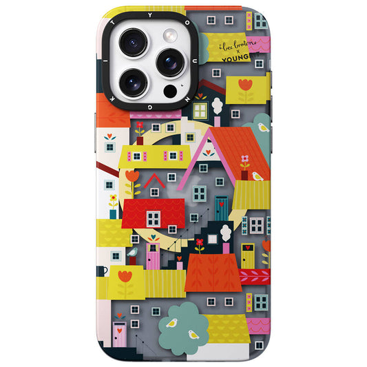Apple iPhone 14 Pro Kılıf M-safe Şarj Özellikli Bee Brown Tasarımlı Youngkit Colorful Life Serisi Kapak Sarı