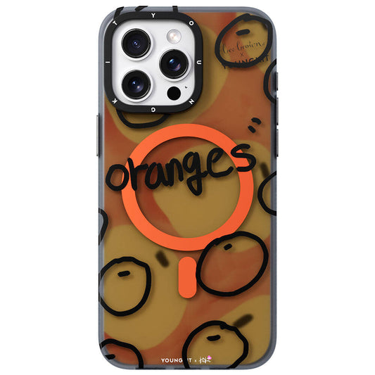 Apple iPhone 14 Pro Kılıf M-safe Şarj Özellikli Bee Brown Tasarımlı Youngkit Funny Serisi Kapak Turuncu