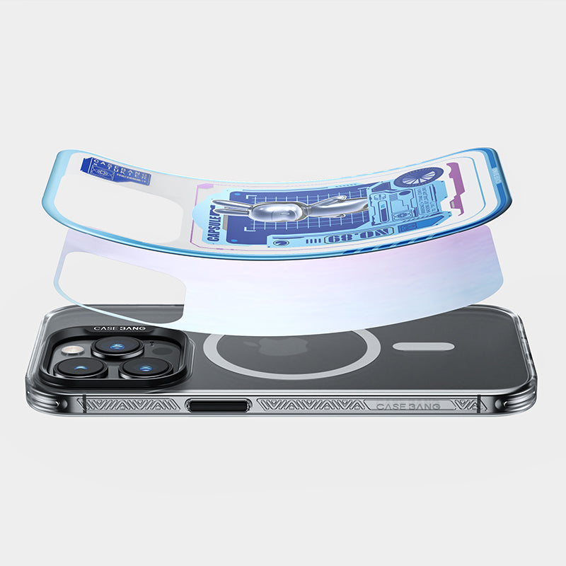 Apple iPhone 14 Pro Kılıf M-safe Şarj Özellikli Benks Casebang Rabbit Kapak Mavi