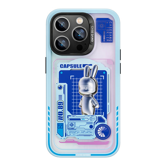 Apple iPhone 14 Pro Kılıf M-safe Şarj Özellikli Benks Casebang Rabbit Kapak Mavi
