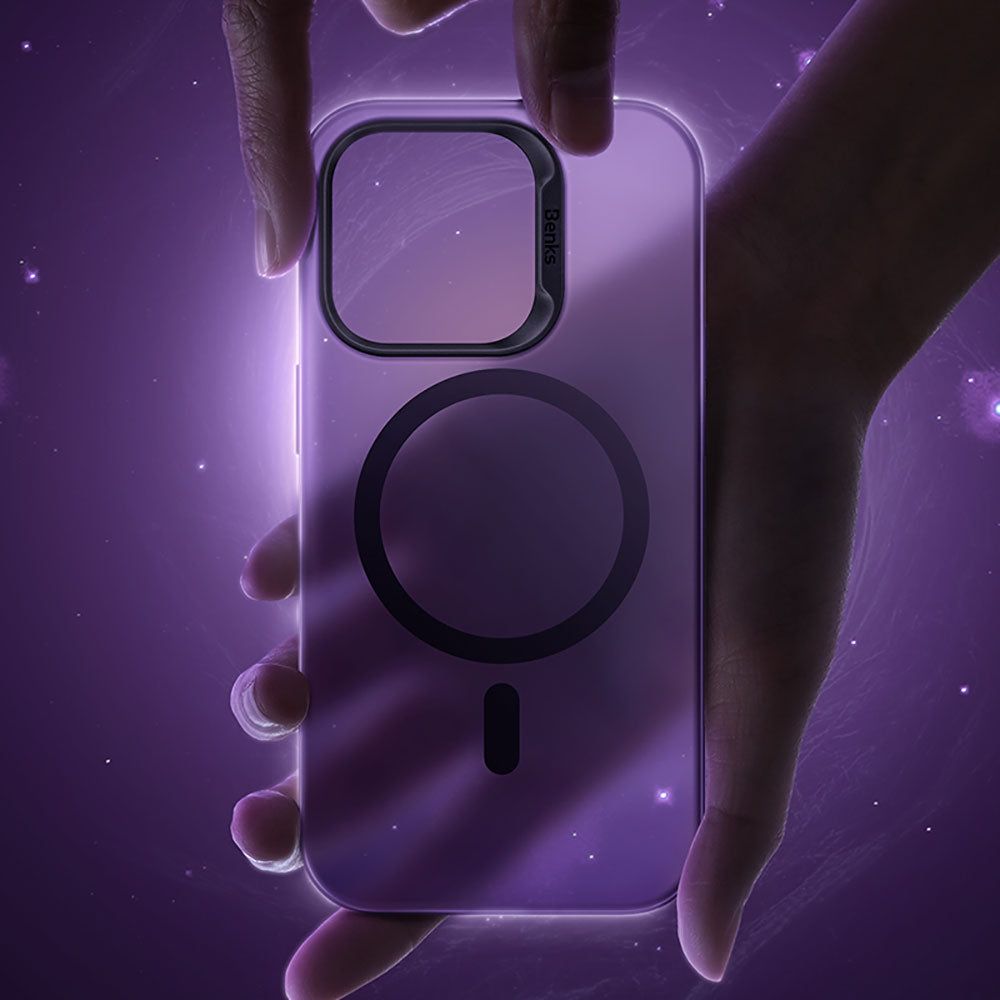Apple iPhone 14 Pro Kılıf M-safe Şarj Özellikli Benks Lucid Armor Kapak Derin Mor