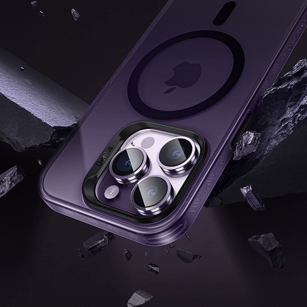 Apple iPhone 14 Pro Kılıf M-safe Şarj Özellikli Benks Lucid Armor Kapak Derin Mor
