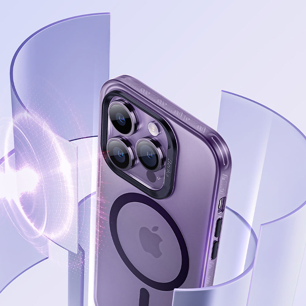 Apple iPhone 14 Pro Kılıf M-safe Şarj Özellikli Benks Lucid Armor Kapak Derin Mor