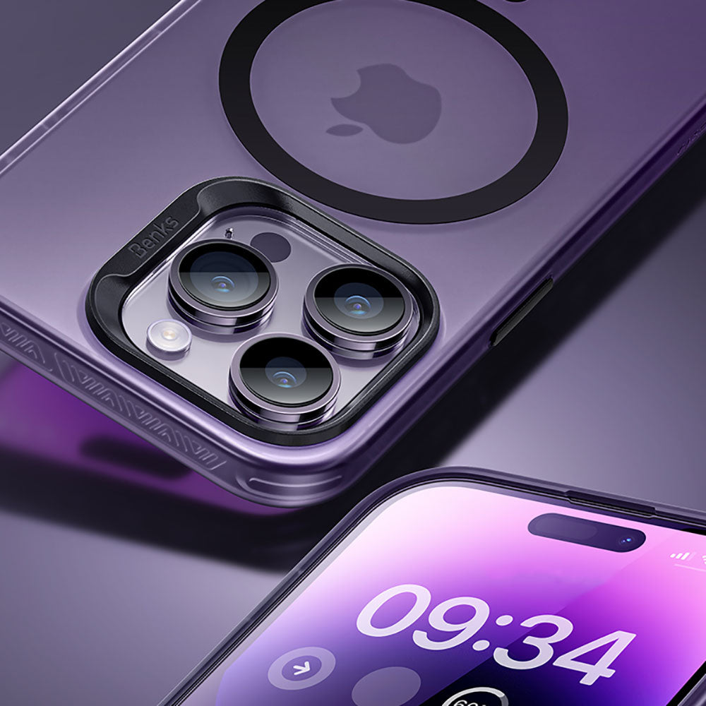 Apple iPhone 14 Pro Kılıf M-safe Şarj Özellikli Benks Lucid Armor Kapak Derin Mor
