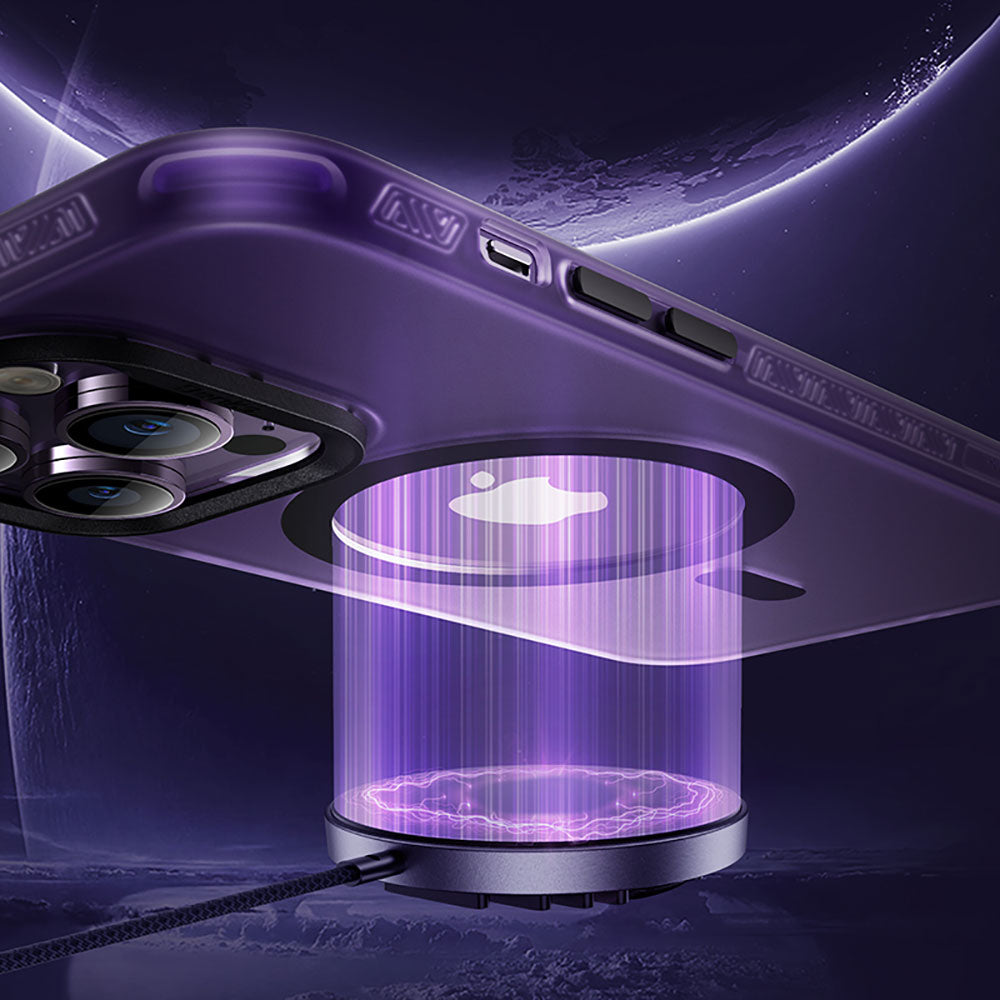 Apple iPhone 14 Pro Kılıf M-safe Şarj Özellikli Benks Lucid Armor Kapak Derin Mor