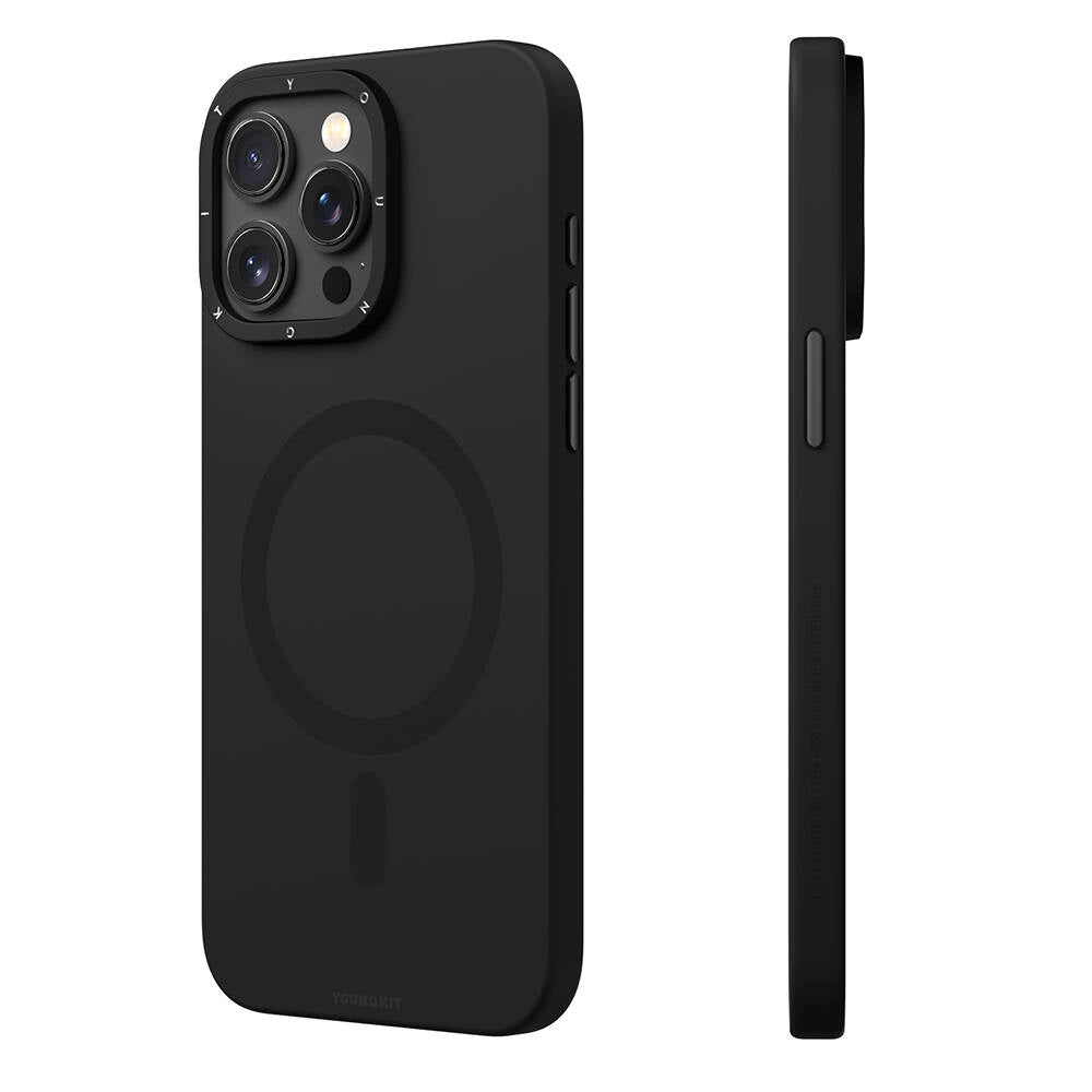 Apple iPhone 14 Pro Kılıf M-safe Şarj Özellikli Çizilmeye ve Aşınmaya Dayanıklı Youngkit Velvet Serisi Kapak Pembe