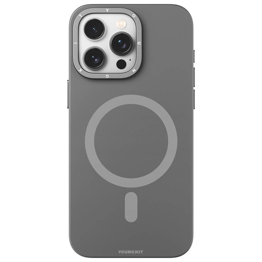 Apple iPhone 14 Pro Kılıf M-safe Şarj Özellikli Çizilmeye ve Aşınmaya Dayanıklı Youngkit Velvet Serisi Kapak Pembe
