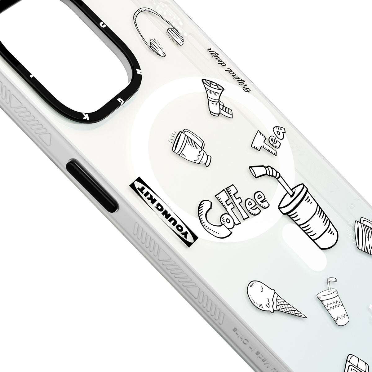 Apple iPhone 14 Pro Kılıf M-safe Şarj Özellikli Desenli Youngkit Plaything Serisi Kapak Siyah