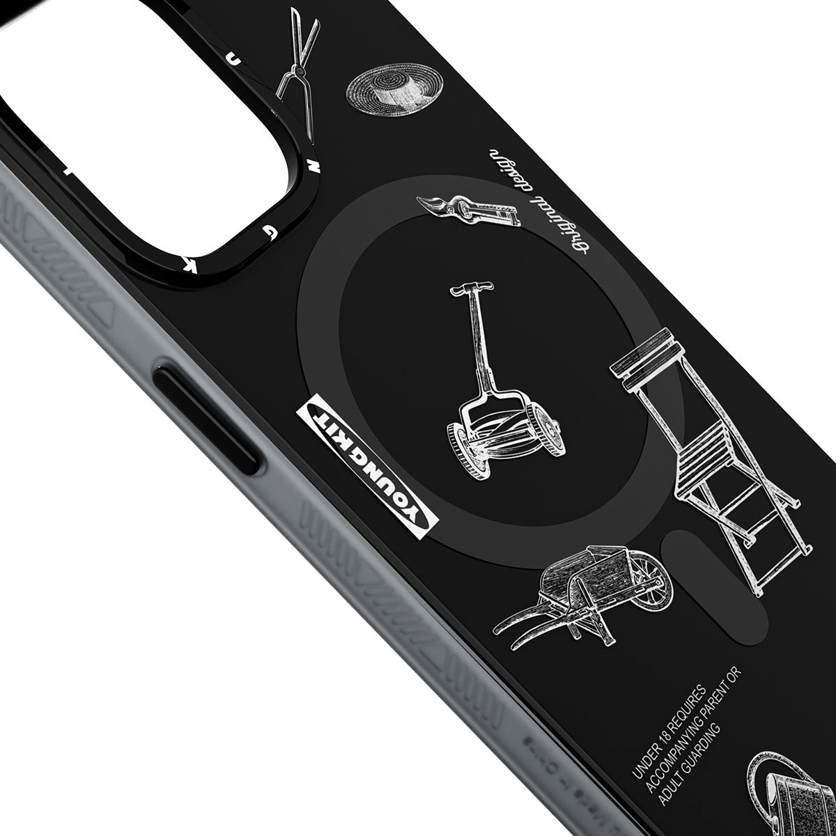 Apple iPhone 14 Pro Kılıf M-safe Şarj Özellikli Desenli Youngkit Plaything Serisi Kapak Siyah