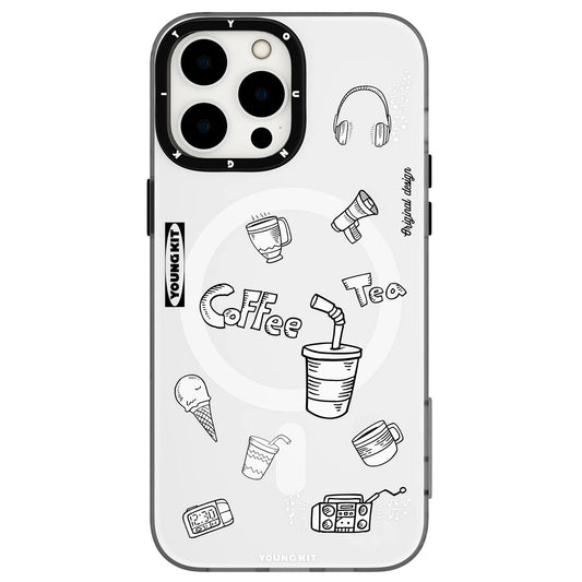 Apple iPhone 14 Pro Kılıf M-safe Şarj Özellikli Desenli Youngkit Plaything Serisi Kapak Beyaz