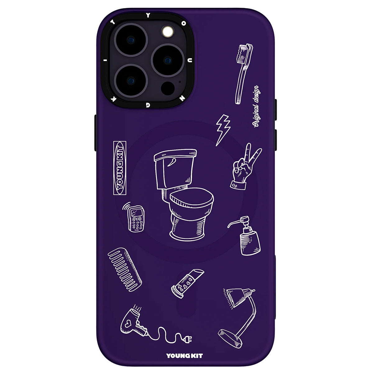 Apple iPhone 14 Pro Kılıf M-safe Şarj Özellikli Desenli Youngkit Plaything Serisi Kapak Mor