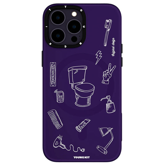 Apple iPhone 14 Pro Kılıf M-safe Şarj Özellikli Desenli Youngkit Plaything Serisi Kapak Mor