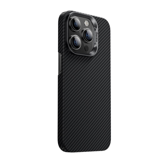 Apple iPhone 14 Pro Kılıf M-safe Şarj Özellikli Karbon Fiber Benks MFM Lisanslı 600D Essential Kevlar Kapak Siyah