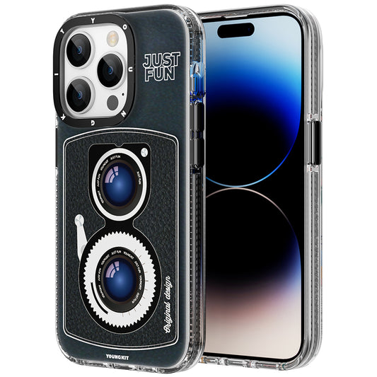 Apple iPhone 14 Pro Kılıf M-safe Şarj Özellikli Lens Figürlü YoungKit Art Film Serisi Kapak Pembe
