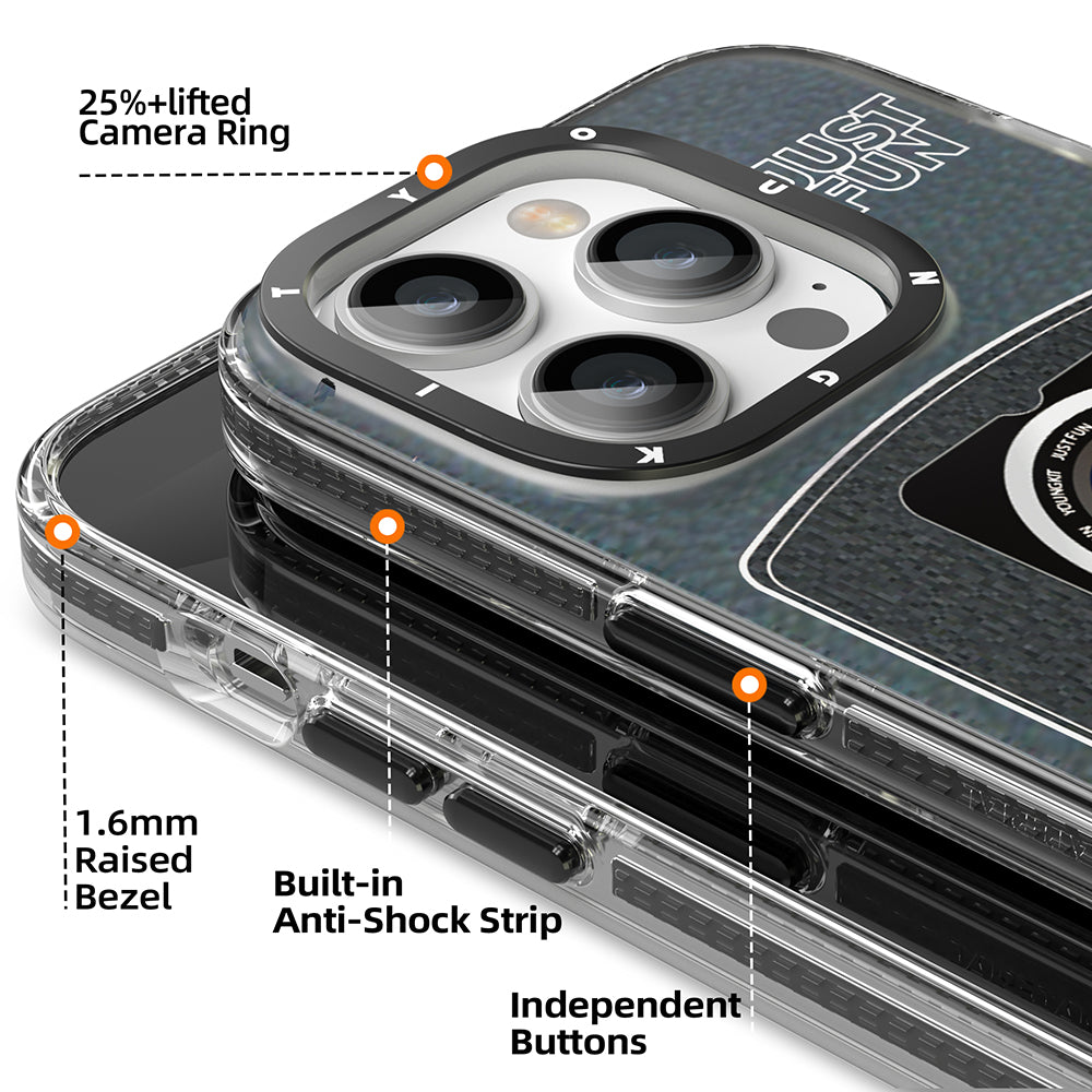 Apple iPhone 14 Pro Kılıf M-safe Şarj Özellikli Lens Figürlü YoungKit Art Film Serisi Kapak Pembe