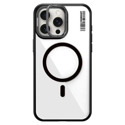 Apple iPhone 14 Pro Kılıf M-safe Şarj Özellikli Sararma Önleyici Youngkit Crystal Grid Kapak Mor