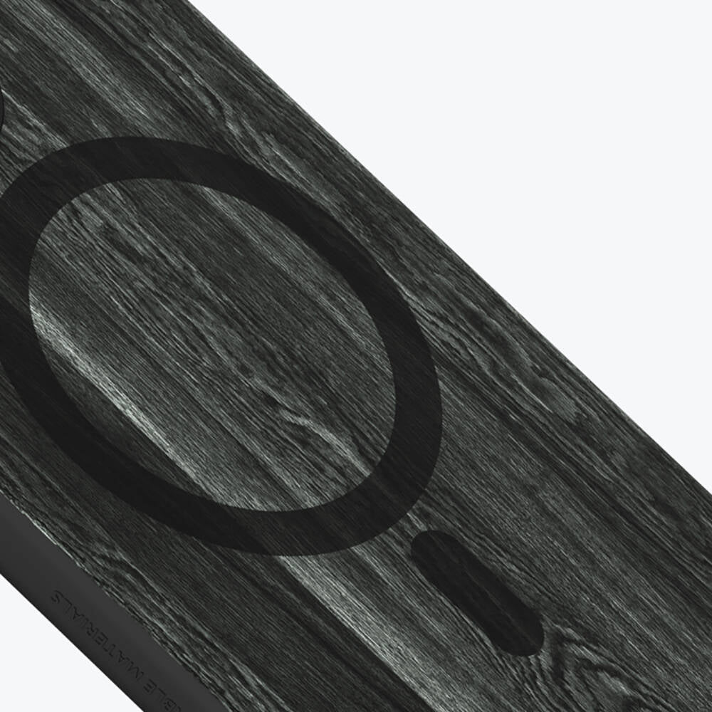 Apple iPhone 14 Pro Kılıf M-safe Şarj Özellikli Sararmaya Dayanıklı Youngkit Wood Forest Serisi Kapak Siyah