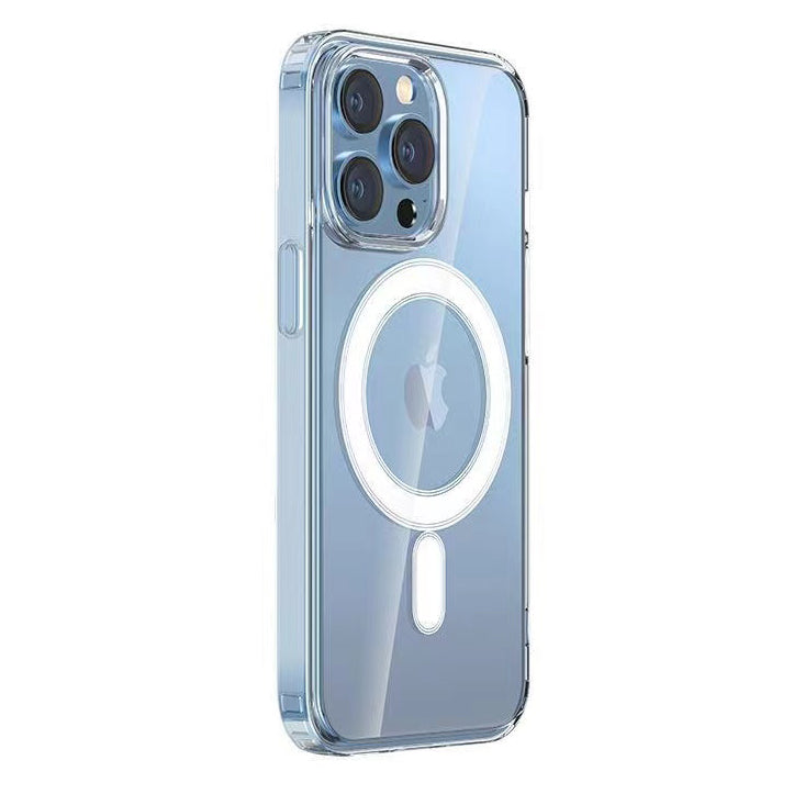 Apple iPhone 14 Pro Kılıf M-safe Şarj Özellikli Şeffaf Sert PC Zore Embos Kapak