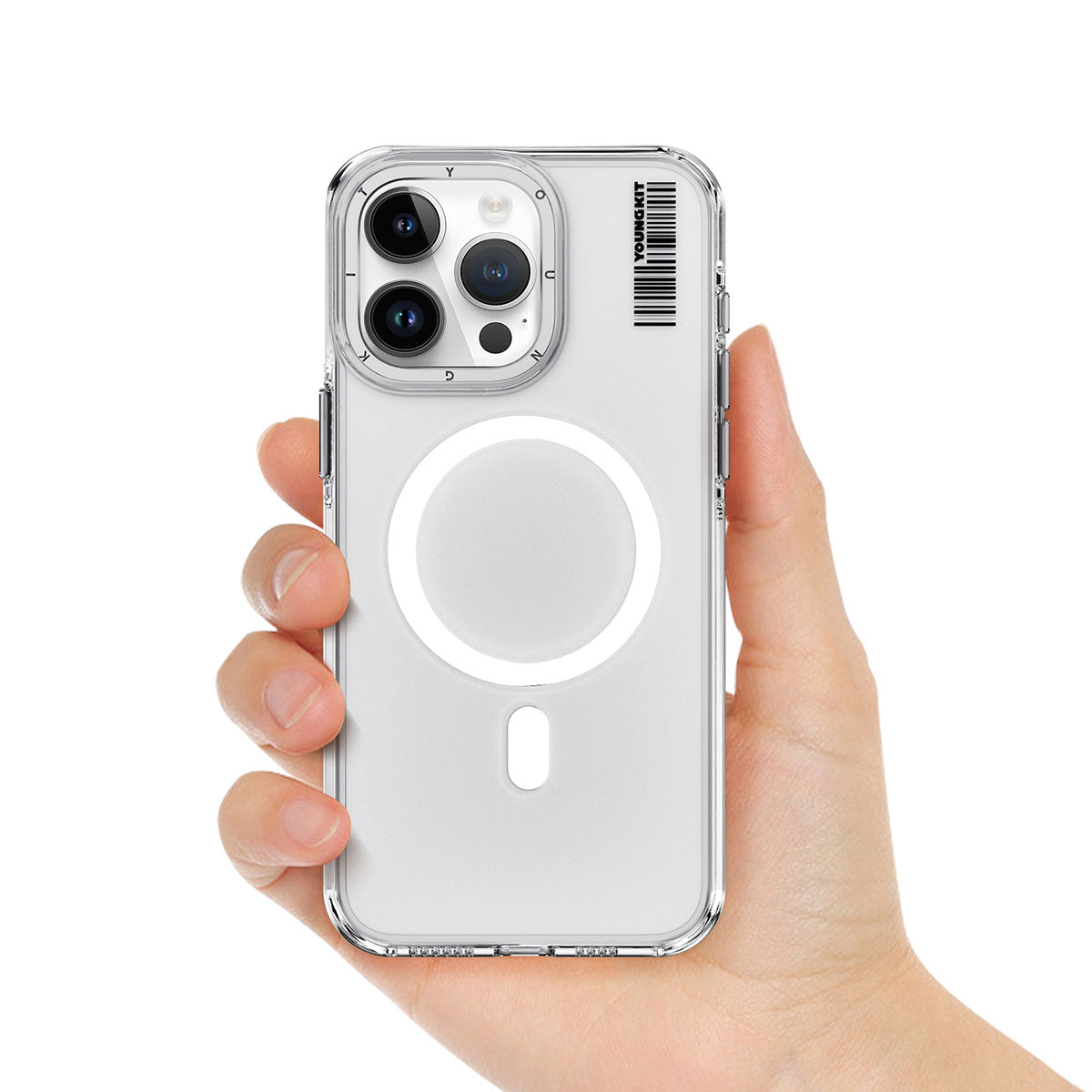 Apple iPhone 14 Pro Kılıf M-safe Şarj Özellikli Şeffaf Youngkit Crystal Shield Serisi Kapak Siyah