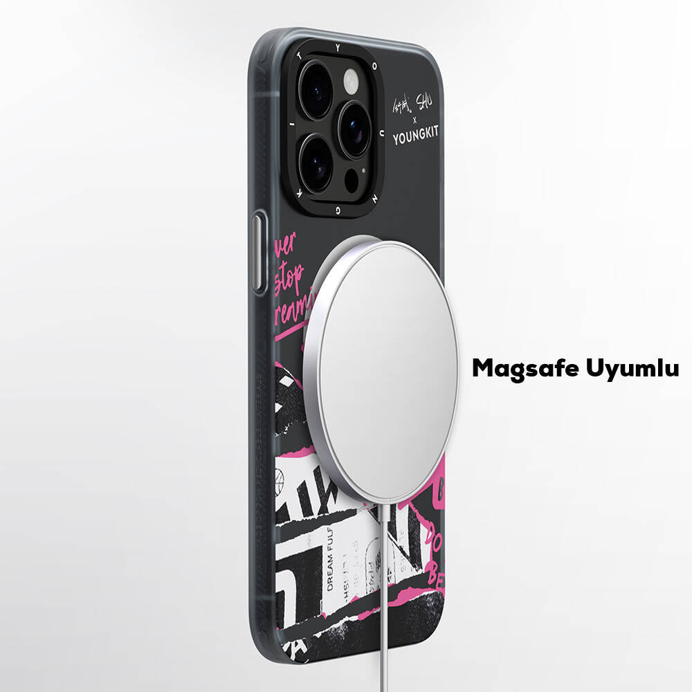 Apple iPhone 14 Pro Kılıf M-safe Şarj Özellikli Shu Tasarımlı Youngkit Dreamland Serisi Kapak Siyah