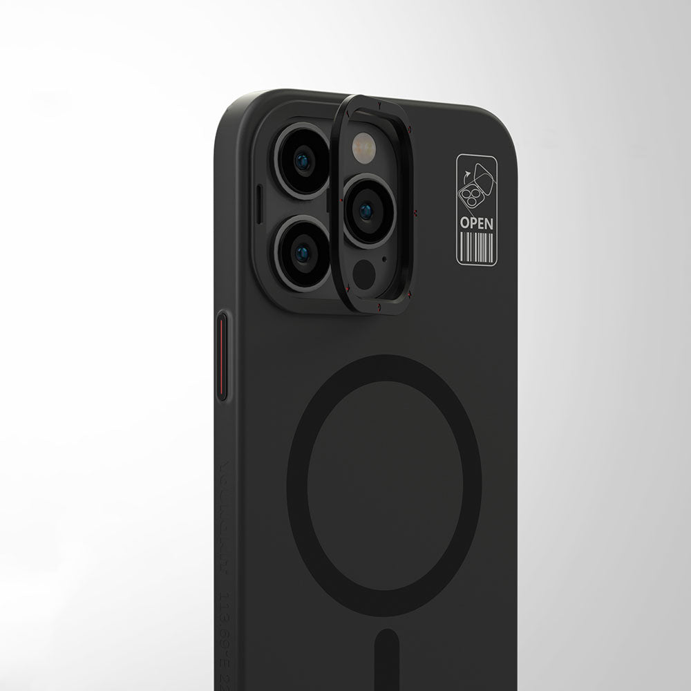 Apple iPhone 14 Pro Kılıf M-safe Şarj Özellikli Standlı YoungKit Hermit Bracket Serisi Kapak Siyah