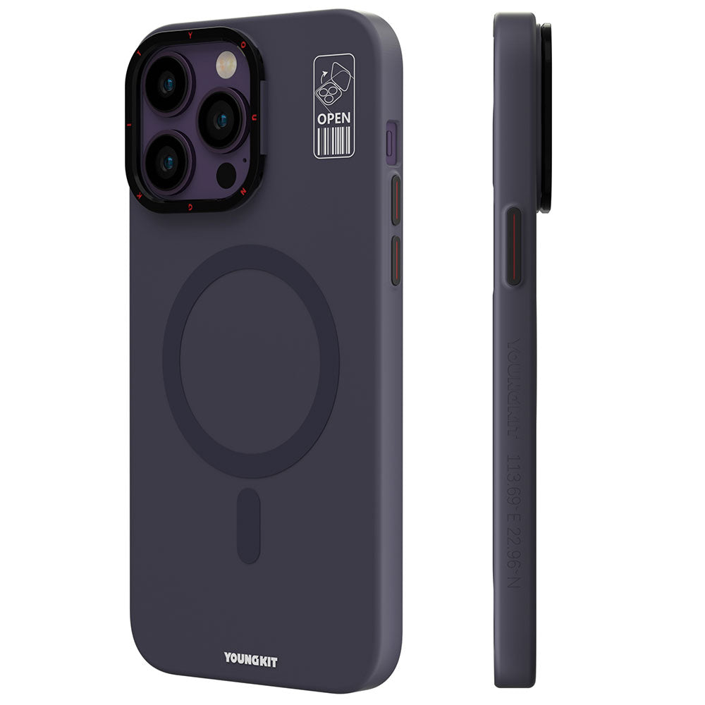 Apple iPhone 14 Pro Kılıf M-safe Şarj Özellikli Standlı YoungKit Hermit Bracket Serisi Kapak Beyaz