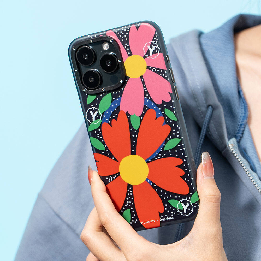 Apple iPhone 14 Pro Kılıf M-safe Şarj Özellikli Sunshine Tasarımlı Youngkit Colorful Serisi Kapak Kırmızı