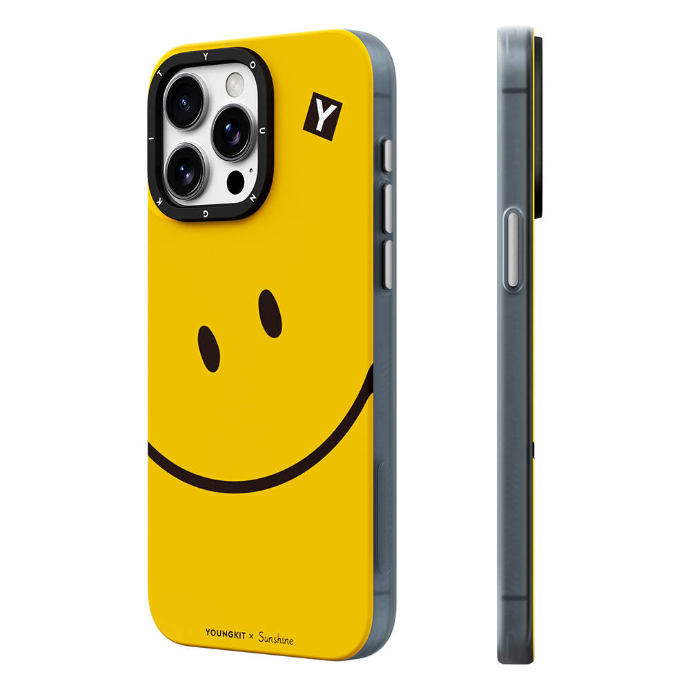 Apple iPhone 14 Pro Kılıf M-safe Şarj Özellikli Sunshine Tasarımlı Youngkit Daily Happy Serisi Kapak Sarı