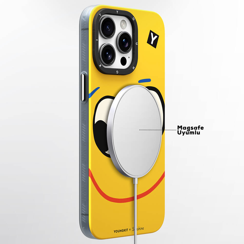 Apple iPhone 14 Pro Kılıf M-safe Şarj Özellikli Sunshine Tasarımlı Youngkit Daily Happy Serisi Kapak Kırmızı