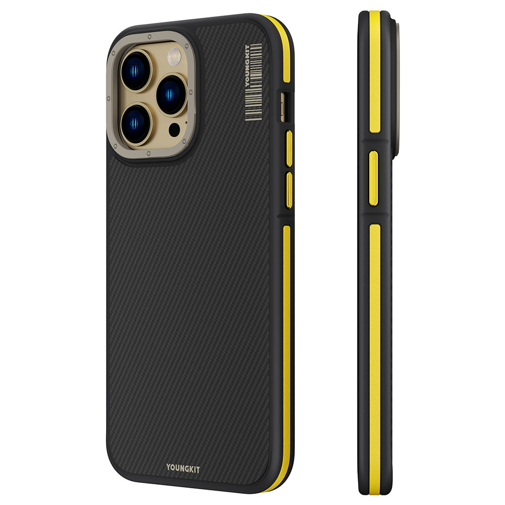 Apple iPhone 14 Pro Kılıf M-safe Şarj Özellikli YoungKit 600D Kevlar Kapak