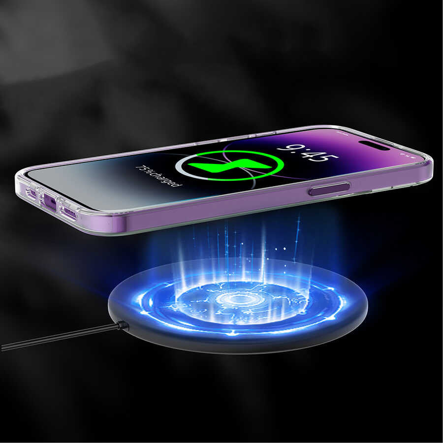 Apple iPhone 14 Pro Kılıf M-safe Şarj Özellikli Youngkit Coloured Glaze Serisi Kapak Derin Mor