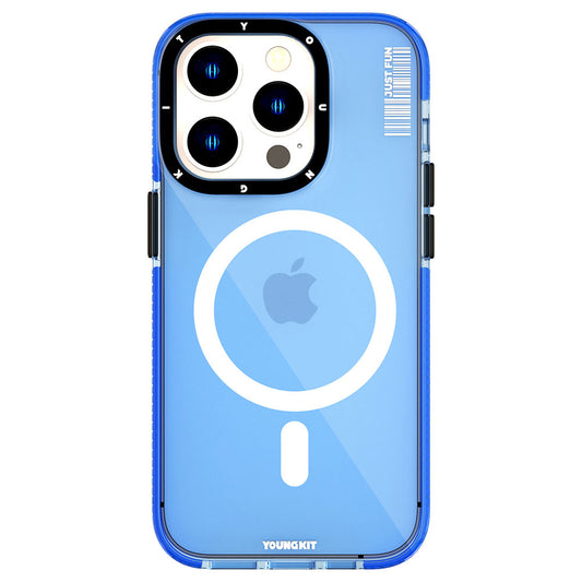 Apple iPhone 14 Pro Kılıf M-safe Şarj Özellikli YoungKit Crystal Color Serisi Kapak Yeşil