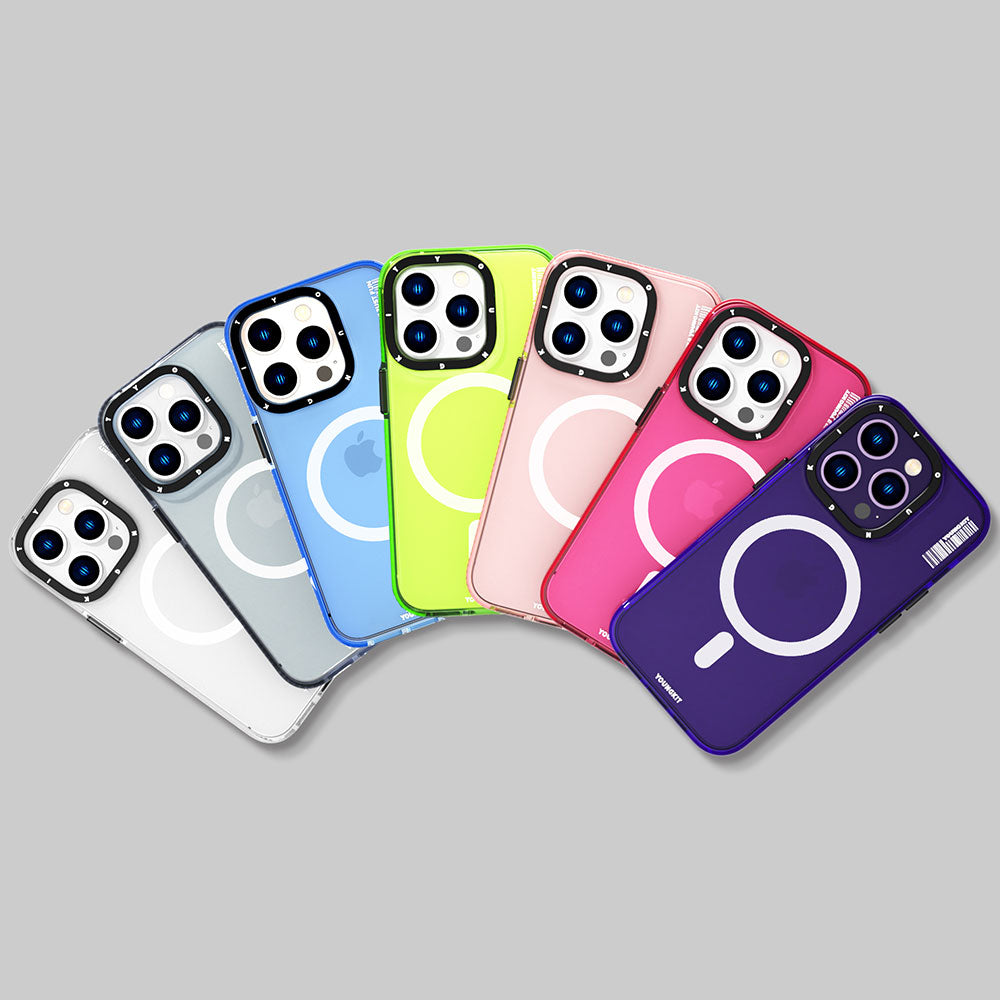 Apple iPhone 14 Pro Kılıf M-safe Şarj Özellikli YoungKit Crystal Color Serisi Kapak Yeşil