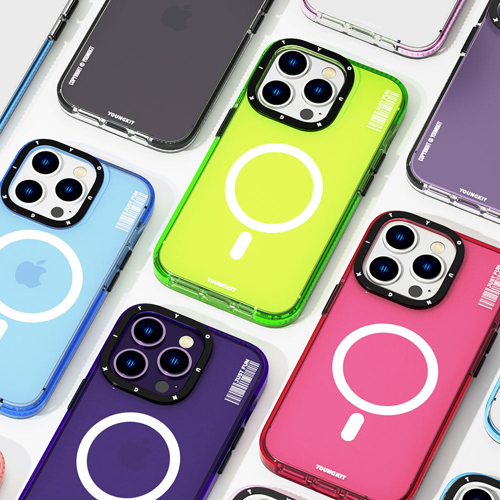 Apple iPhone 14 Pro Kılıf M-safe Şarj Özellikli YoungKit Crystal Color Serisi Kapak Yeşil