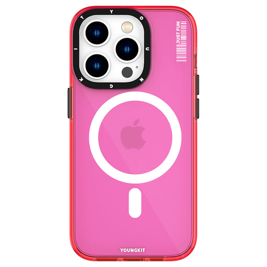 Apple iPhone 14 Pro Kılıf M-safe Şarj Özellikli YoungKit Crystal Color Serisi Kapak Pembe