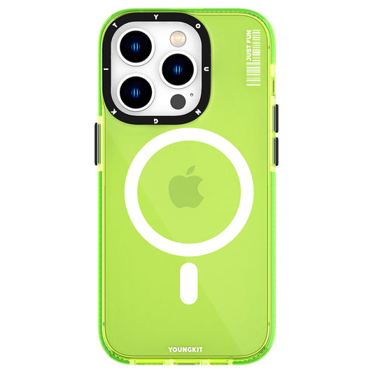 Apple iPhone 14 Pro Kılıf M-safe Şarj Özellikli YoungKit Crystal Color Serisi Kapak Yeşil