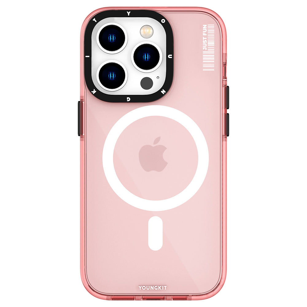 Apple iPhone 14 Pro Kılıf M-safe Şarj Özellikli YoungKit Crystal Color Serisi Kapak Rose Gold