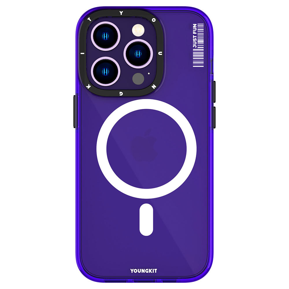 Apple iPhone 14 Pro Kılıf M-safe Şarj Özellikli YoungKit Crystal Color Serisi Kapak Mor
