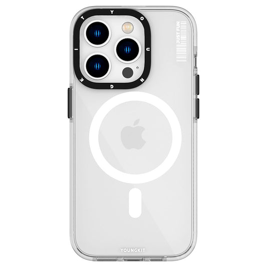 Apple iPhone 14 Pro Kılıf M-safe Şarj Özellikli YoungKit Crystal Color Serisi Kapak Renksiz