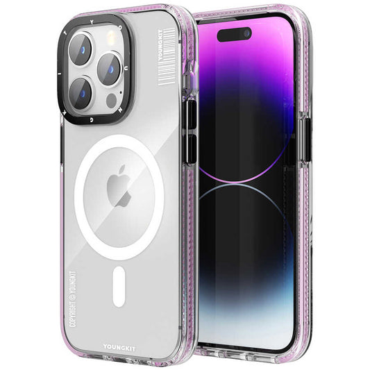 Apple iPhone 14 Pro Kılıf M-safe Şarj Özellikli YoungKit Exquisite Serisi Kapak Pembe