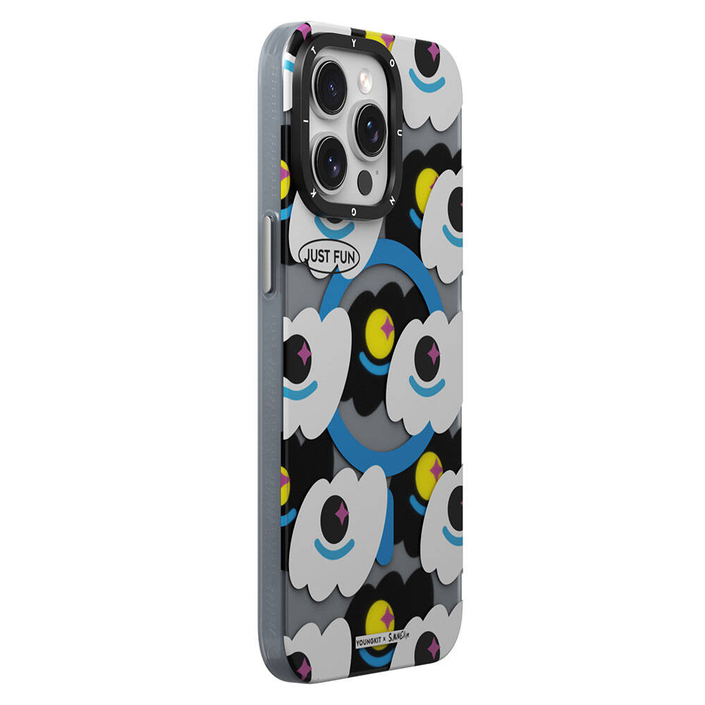 Apple iPhone 14 Pro Kılıf M-safe Şarj Özellikli Youngkit Happy View Serisi Kapak Mavi