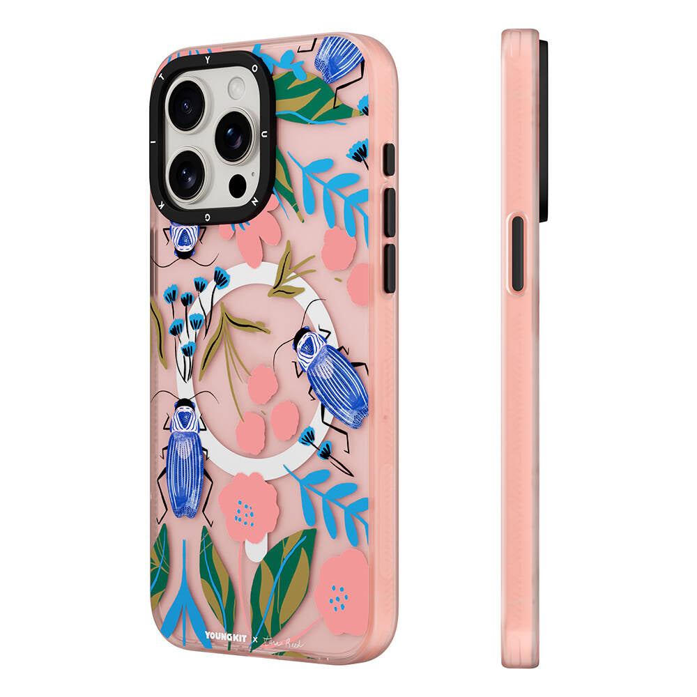 Apple iPhone 14 Pro Kılıf M-safe Şarj Özellikli YoungKit Huagu Serisi Kapak Pembe