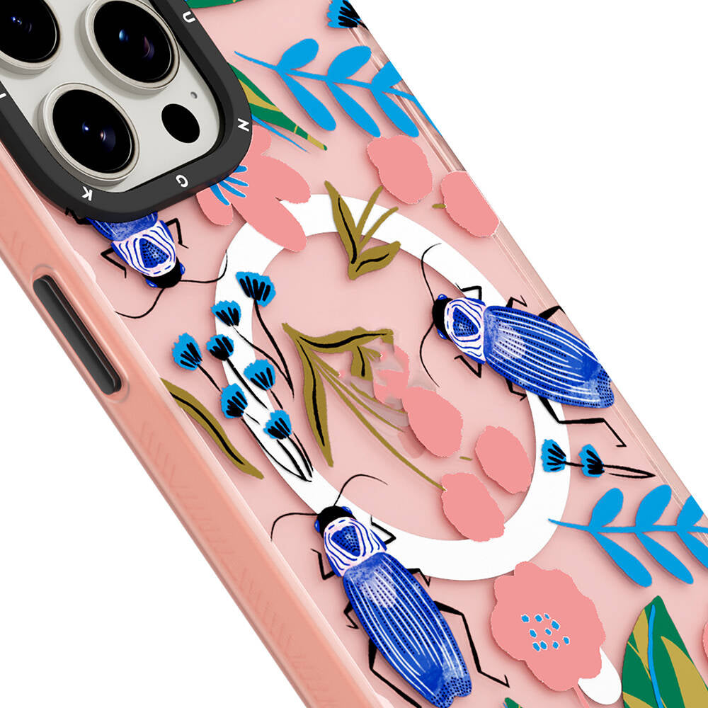 Apple iPhone 14 Pro Kılıf M-safe Şarj Özellikli YoungKit Huagu Serisi Kapak Pembe
