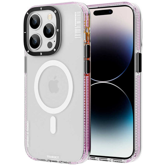 Apple iPhone 14 Pro Kılıf M-safe Şarj Özellikli Youngkit Jane Sand Serisi Kapak Pembe