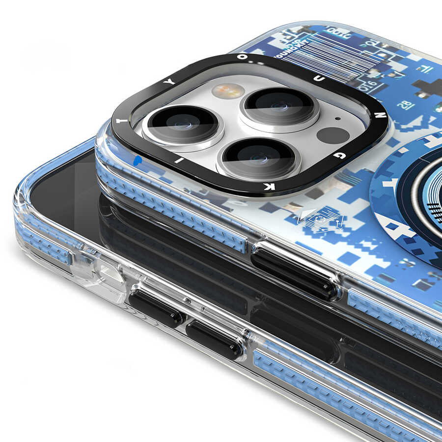 Apple iPhone 14 Pro Kılıf M-safe Şarj Özellikli YoungKit Kamuflaj Serisi Kapak Siyah