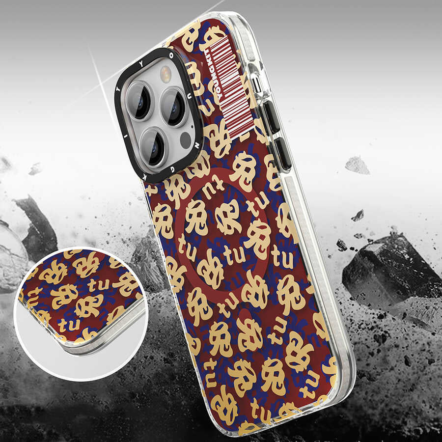 Apple iPhone 14 Pro Kılıf M-safe Şarj Özellikli Youngkit Play Rabbit Serisi Kapak Turuncu